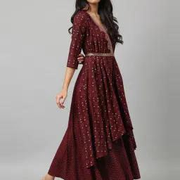 W Chocolate Brown Geometric Print Jumpsuit image 5