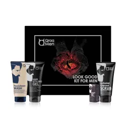 Qraa Men Look Good Face Wash, Styling Gel, Scrub & Beard Oil Kit image 1