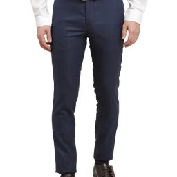 Turtle Blue Ultra Slim Fit Chequered Trousers-picture-48