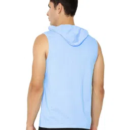 Chkokko Sky Blue Cotton Regular Fit Hooded T-Shirt image 2