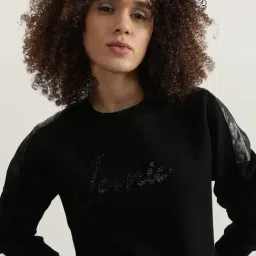 Iconic Black Cotton Regular Fit Printed Sweatshirt image 5
