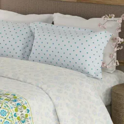 Boutique Living Valatia Gypsy Blue Cotton Ethnic 200 TC King Flat Bedsheet with 2 Pillow Covers-image-66