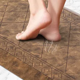 OBSESSIONS Brown Textured Stain & Water Resistant Floor Mat image 5