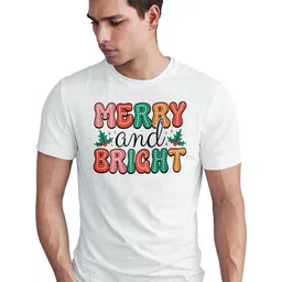 Seekbuylove Men Merry And Bright Printed Round Neck Bio Finish Cotton T-shirt-picture-21