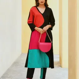 Gulaal Black Valentino Fusion Patchwork Kurta-picture-41