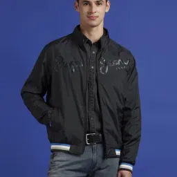 Pepe Jeans Black Regular Fit Printed Jacket image 4