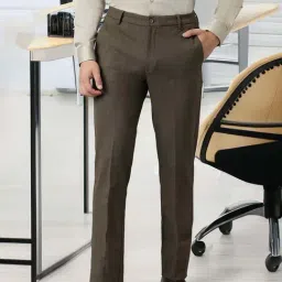 SUBTRACT Brown Slim Fit Flat Front Trousers-picture-16