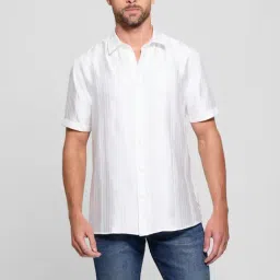 Guess White Regular Fit Stripes Shirt-image-47