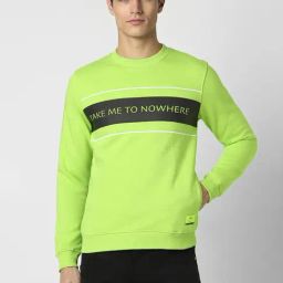Peter England Jeans Neon Green Slim Fit Printed Sweatshirt-picture-48