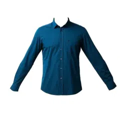 Basics Turquoise Cotton Slim Fit Shirt image 4