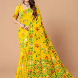 Satrani Yellow Woven Saree With Unstitched Blouse-image-35