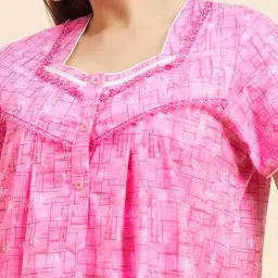 Sweet Dreams Pink Cotton Printed Night Gown image 5