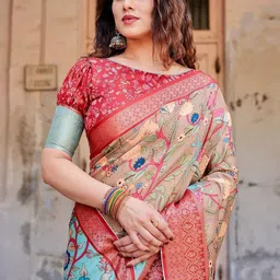 ALMAARI FASHION Floral Printed Designer Jamdani Saree image 5