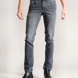 Cantabil Dark Grey Regular Fit Jeans-picture-5