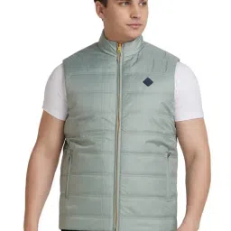 Park Avenue Green Regular Fit Quilted Jacket-image-75