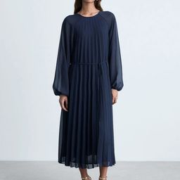 MANGO Accordion Pleats Raglan Sleeve Midi Dress-picture-4