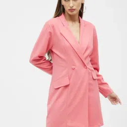 Kibo Pink Elastane Solid Mini Dress-picture-21