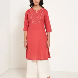 Rangmanch By Pantaloons Red Regular Fit Printed Kurta-picture-1