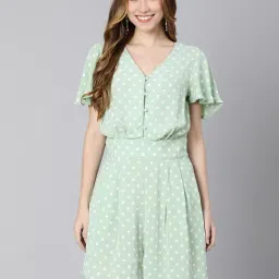 Oxolloxo Light Green Printed Playsuit-image-10