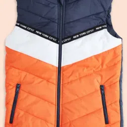 Pantaloons Junior Orange & Navy Color Block Jacket-image-48