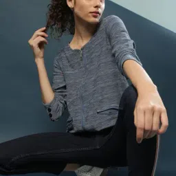 Campus Sutra Blue Other Print Jacket image 5