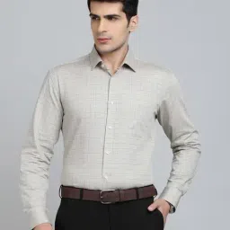 JadeBlue Beige Cotton Regular Fit Checked Shirt-image-26
