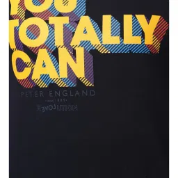 Peter England Navy Cotton Regular Fit Printed T-Shirt & Joggers Set image 4