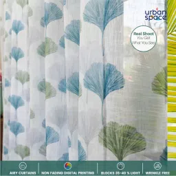 Urban Space Curtain for Window with Eyelets & Tieback Mushroom Flower Green (Set of 2) image 2
