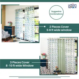 Urban Space Curtain for Window with Eyelets & Tieback Mushroom Flower Green (Set of 2) image 5