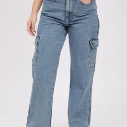 R&B Blue Denim Relaxed Fit High Rise Jeans-picture-29