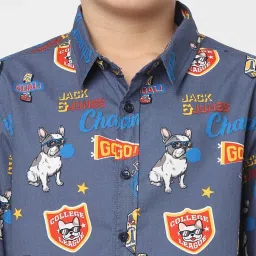Jack & Jones Junior Navy Cotton Printed Full Sleeves Shirt image 5