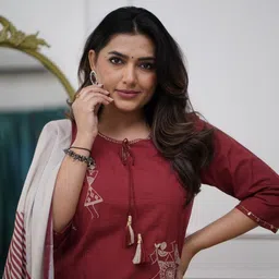 KALINI Embroidered Pure Silk Kurta Set image 5