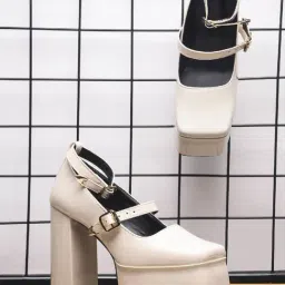 The White Pole Women's White Ankle Strap Sandals-picture-31