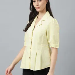 Hancock Yellow Cotton Regular Fit Shirt-picture-38