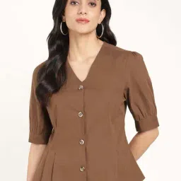 Hancock Brown Cotton Regular Fit Shirt-picture-45