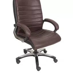 Caddy Low Back Revolving office and Home Chair Brown PU Leatherette CD164-picture-30
