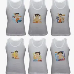 Bodycare Kids White Printed Vests (Pack of 6)-picture-33