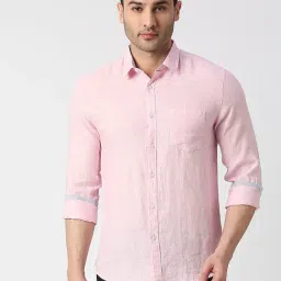 Dragon Hill Pink Linen Slim Fit Shirt-image-17