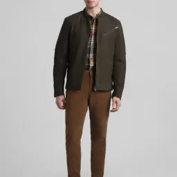 Jack & Jones Olive Regular Fit Leather Jacket-picture-19
