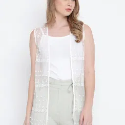 Oxolloxo White Self Design Shrug-image-37