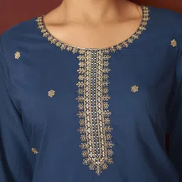 DRESOUL Women Ethnic Motifs Embroidered Thread Work Kurta with Trousers & With Dupatta image 5