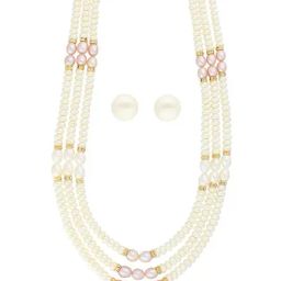 Sri Jagdamba Pearls Golden Alloy Necklace & Earring Set-picture-21