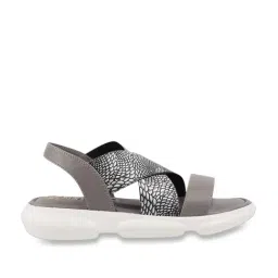 Catwalk Women's Grey Cross Strap Wedges-picture-11