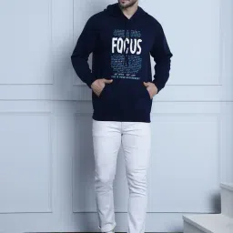 Vimal Jonney Navy & Olive Regular Fit Printed Hooded Sweatshirt - Pack of 2 image 5