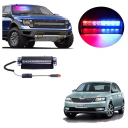 Cartronics 8 LED Red Blue Police Flasher Light for Skoda Rapid-picture-19