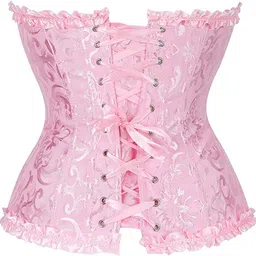 kacheeg Women's Corsets Lace Up Overbust Corset | Bustier Lingerie Satin Floral Bustier Bodyshaper Top image 3