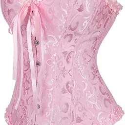 kacheeg Women's Corsets Lace Up Overbust Corset | Bustier Lingerie Satin Floral Bustier Bodyshaper Top image 2