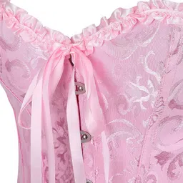 kacheeg Women's Corsets Lace Up Overbust Corset | Bustier Lingerie Satin Floral Bustier Bodyshaper Top image 4