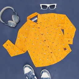 Pantaloons Junior Full Sleeves Bus & Ball Printed Shirt - Yellow-picture-14
