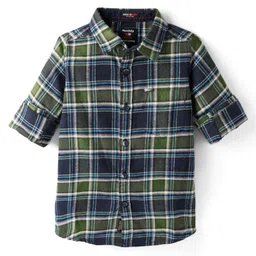 Noddy Full Sleeves Tartan Checked Shirt - Olive Green-picture-15
